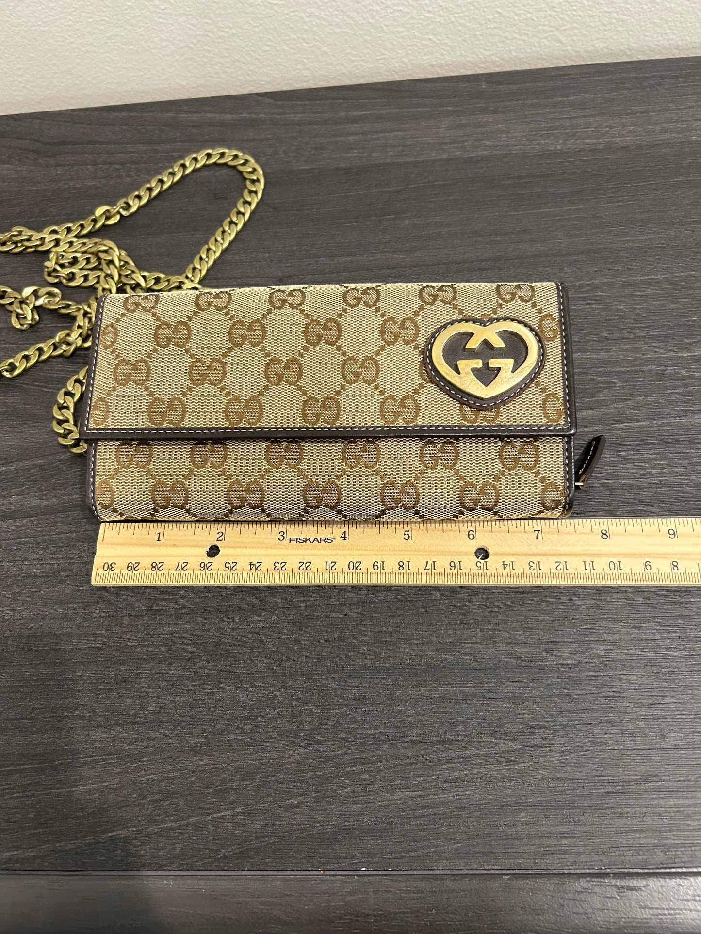 SOLD! Gucci GG Canvas Wallet on Chain