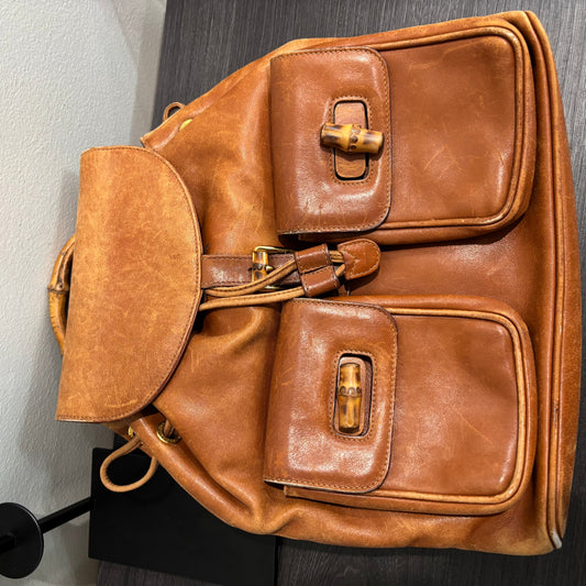 8876 GUCCI Double Pocket Brown Backpack