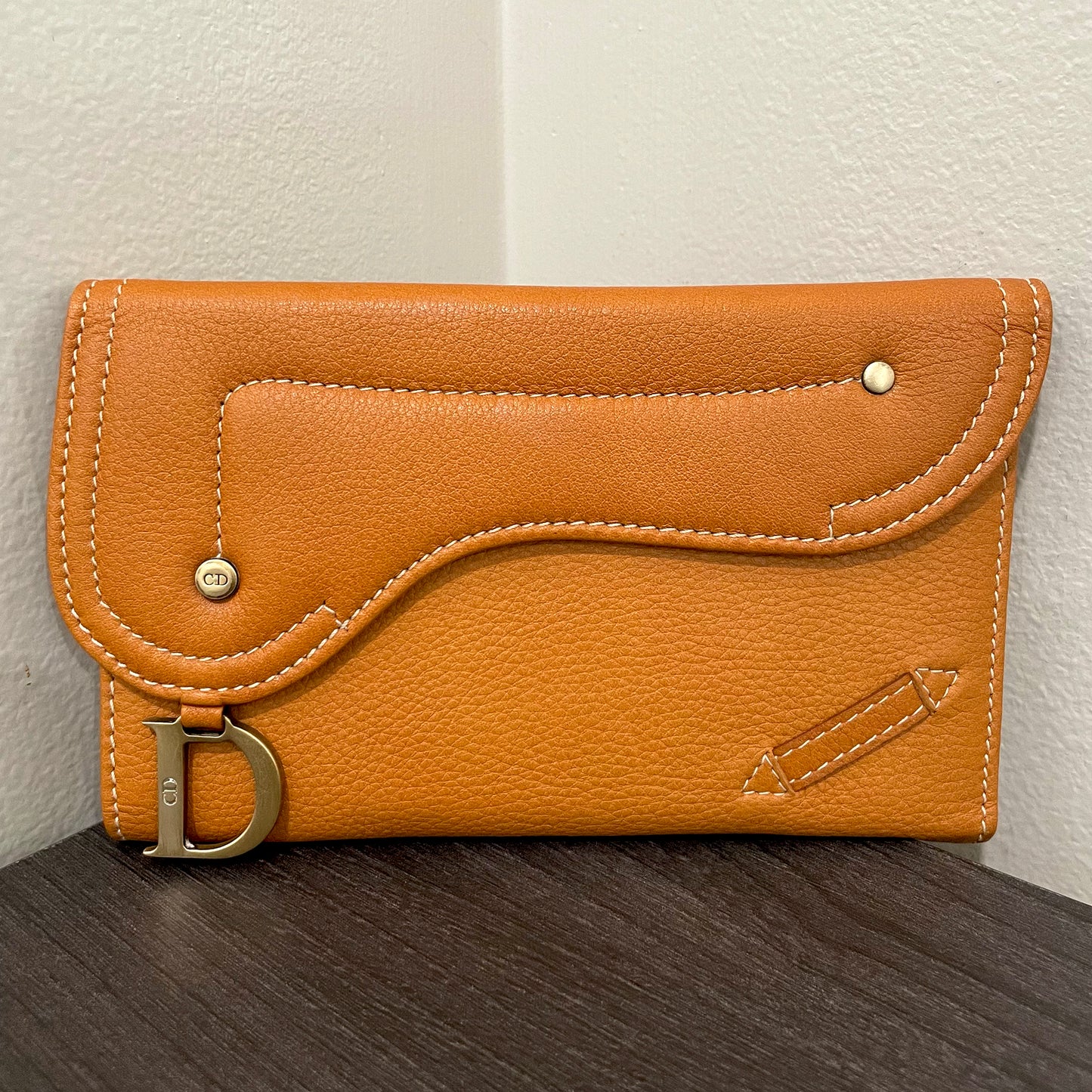SOLD! Christian Dior Calfskin Saddle Wallet Brown