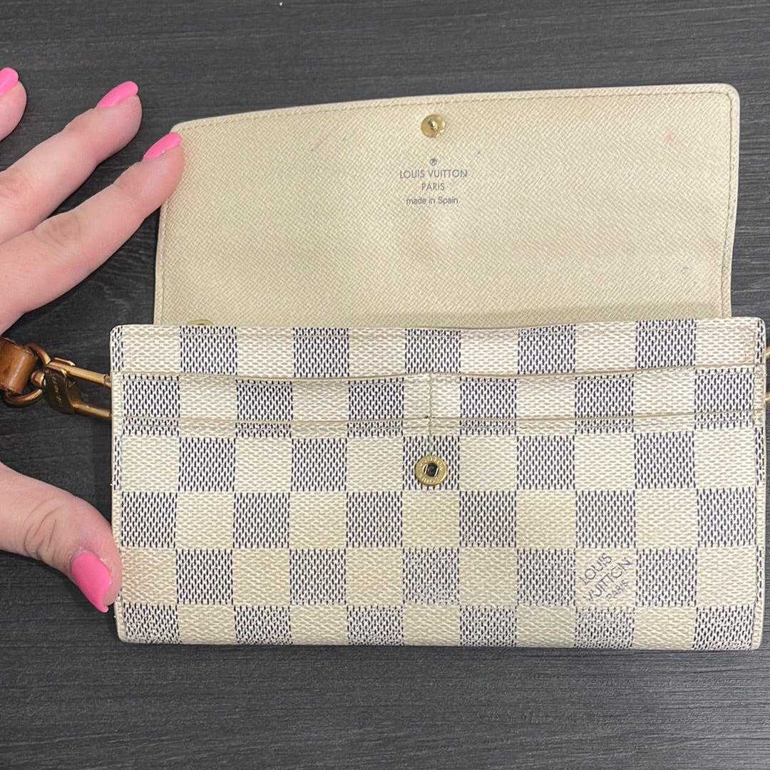SOLD! Louis Vuitton Damier Wallet with Shoulder Strap