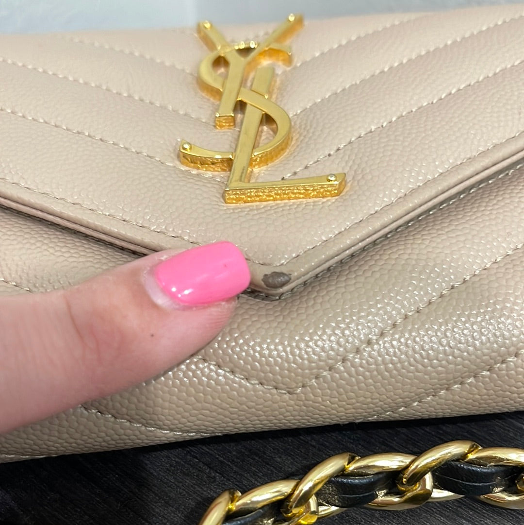 SOLD! Yves Saint Laurent YSL Caviar Wallet on Chain