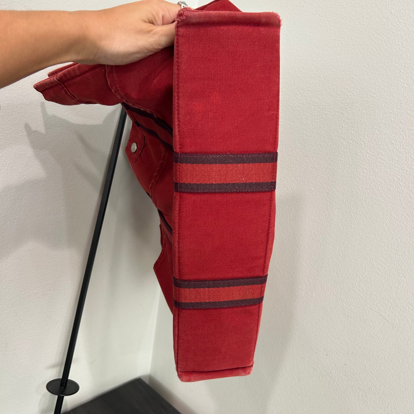 1018 HERMÈS Toile Fourre-Tout MM Tote Red