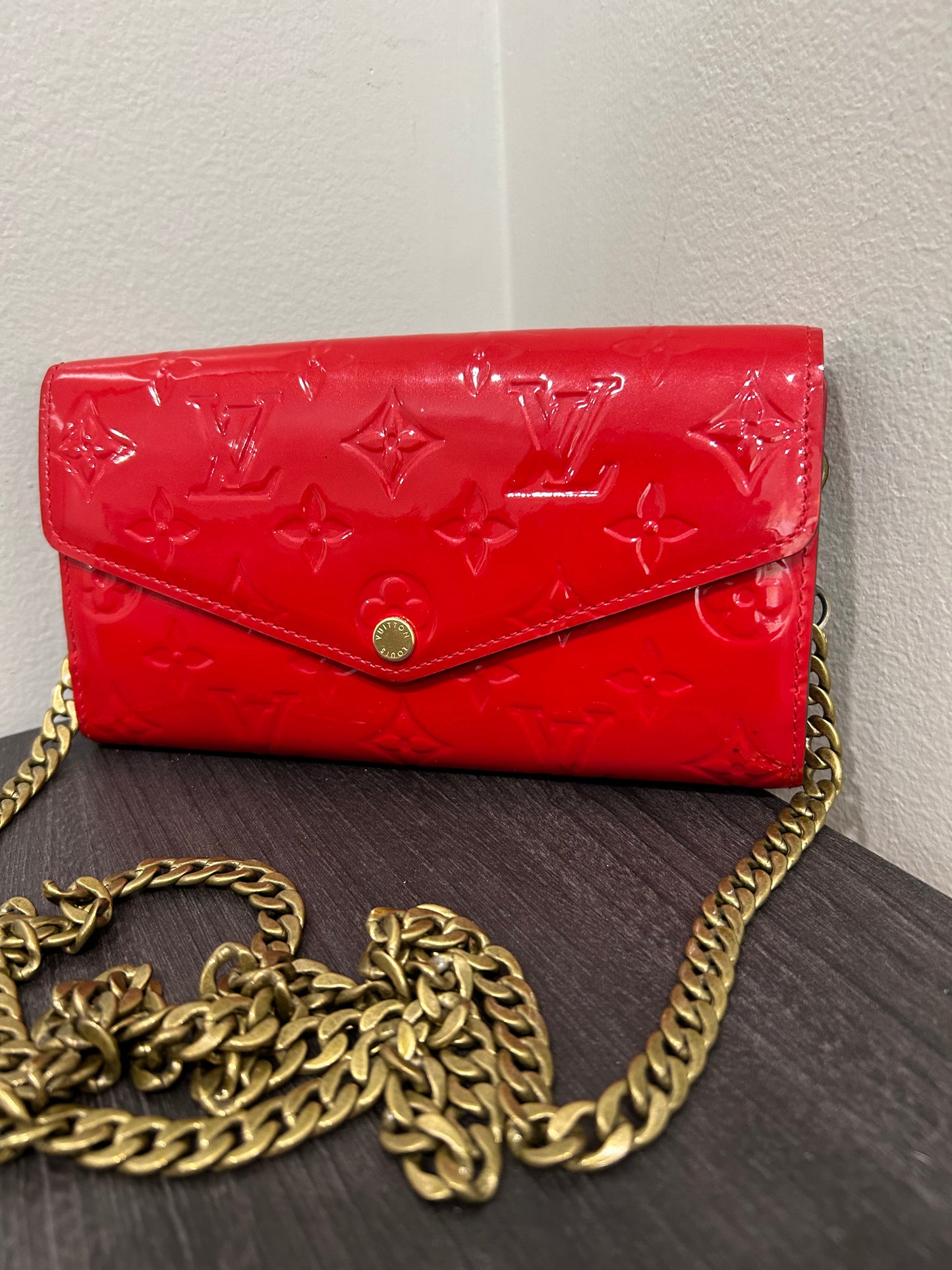 SOLD! Louis Vuitton Monogram Vernis Wallet on Chain
