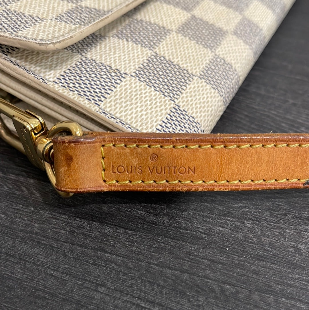 SOLD! Louis Vuitton Damier Wallet with Shoulder Strap