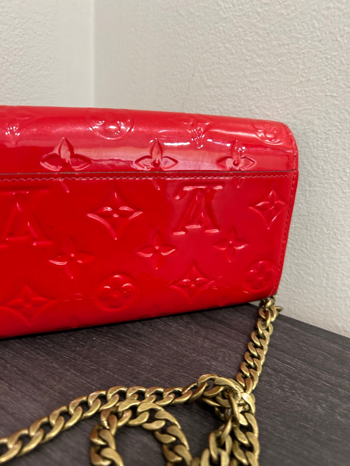 SOLD! Louis Vuitton Monogram Vernis Wallet on Chain