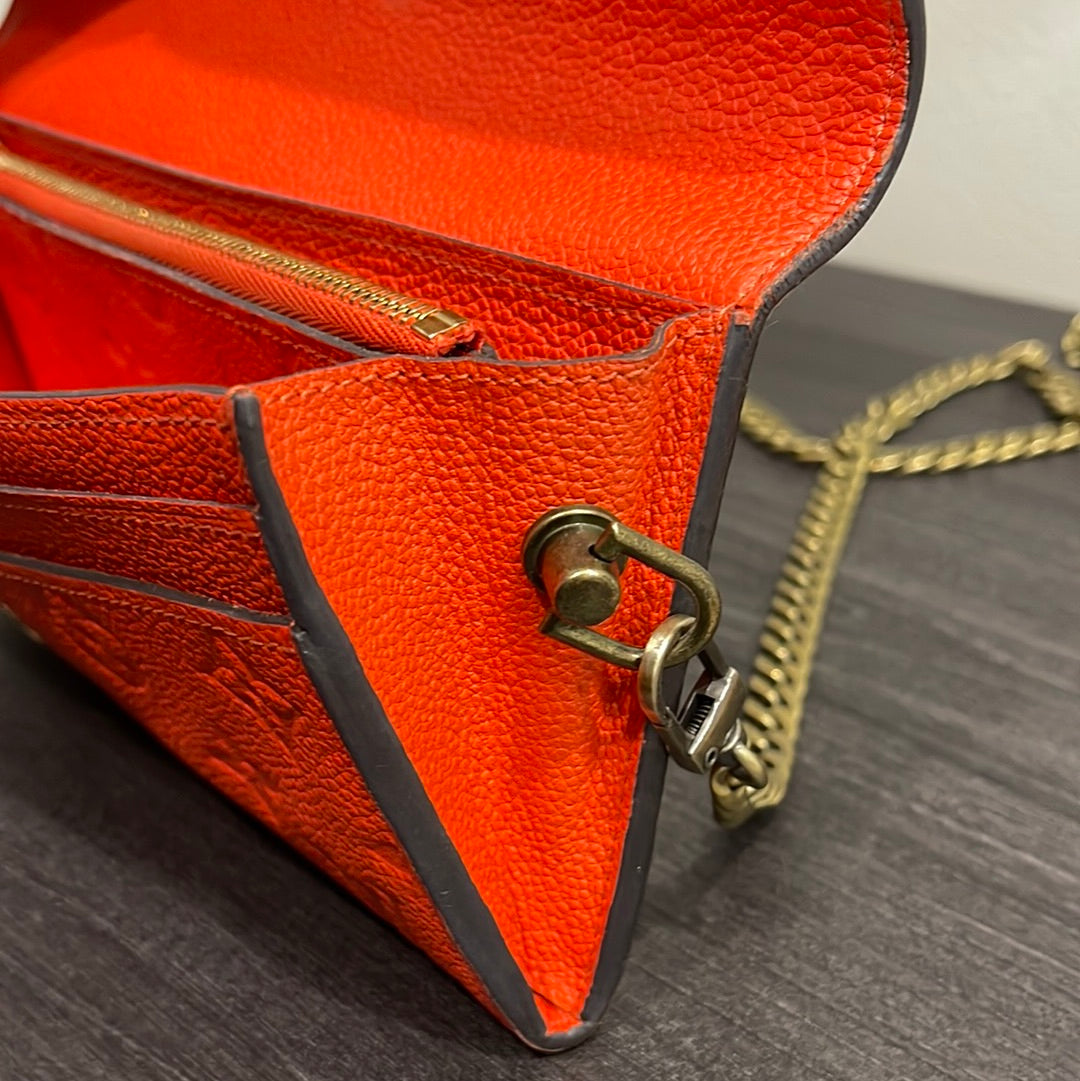 SOLD! Louis Vuitton Monogram Empreinte Orange Wallet on Chain