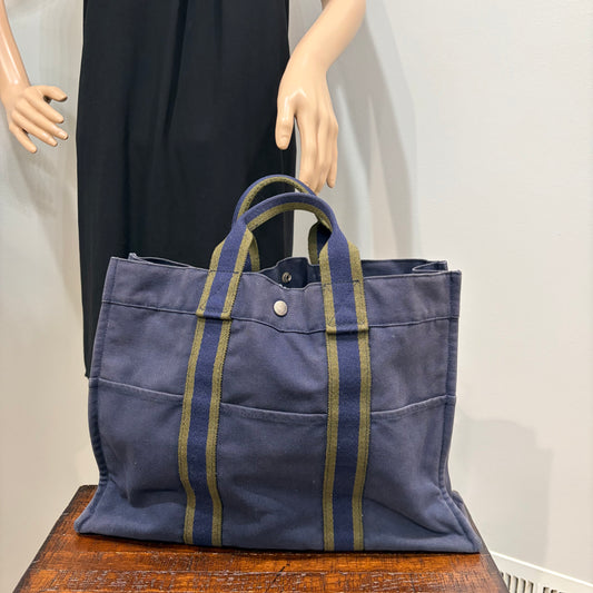 #3223 HERMES Blue Ligne Tote