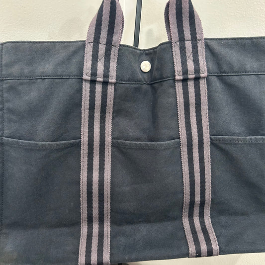 1066 HERMÈS Toile Fourre-Tout MM Tote Blue