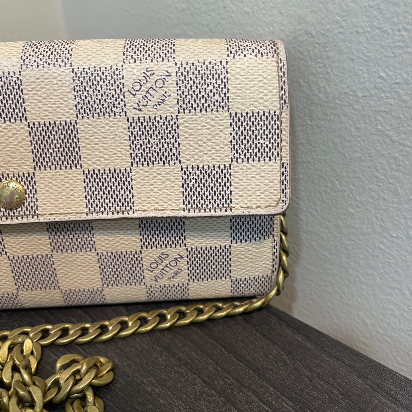 SOLD! Louis Vuitton Damier Azur Wallet on Chain