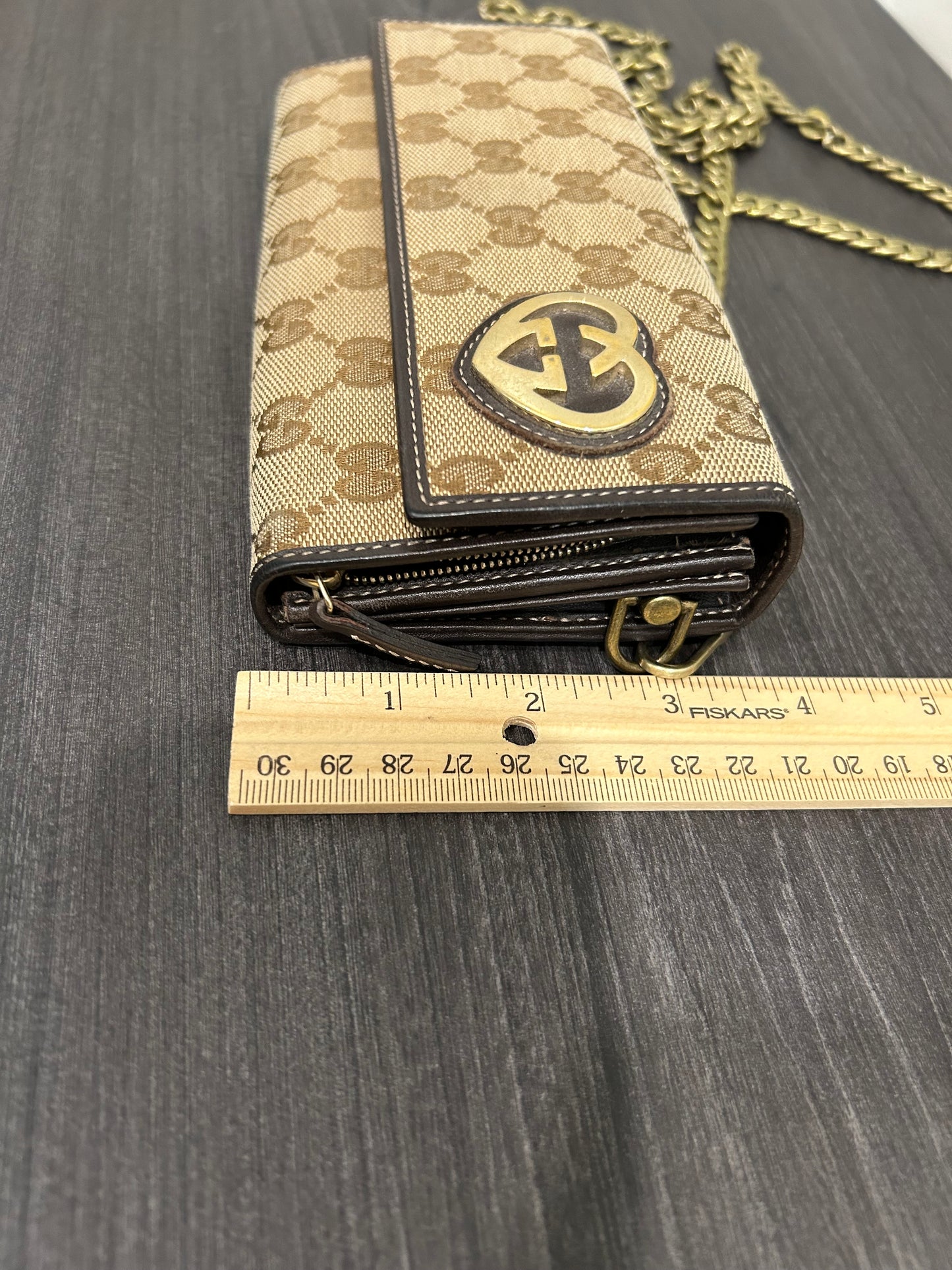 SOLD! Gucci GG Canvas Wallet on Chain