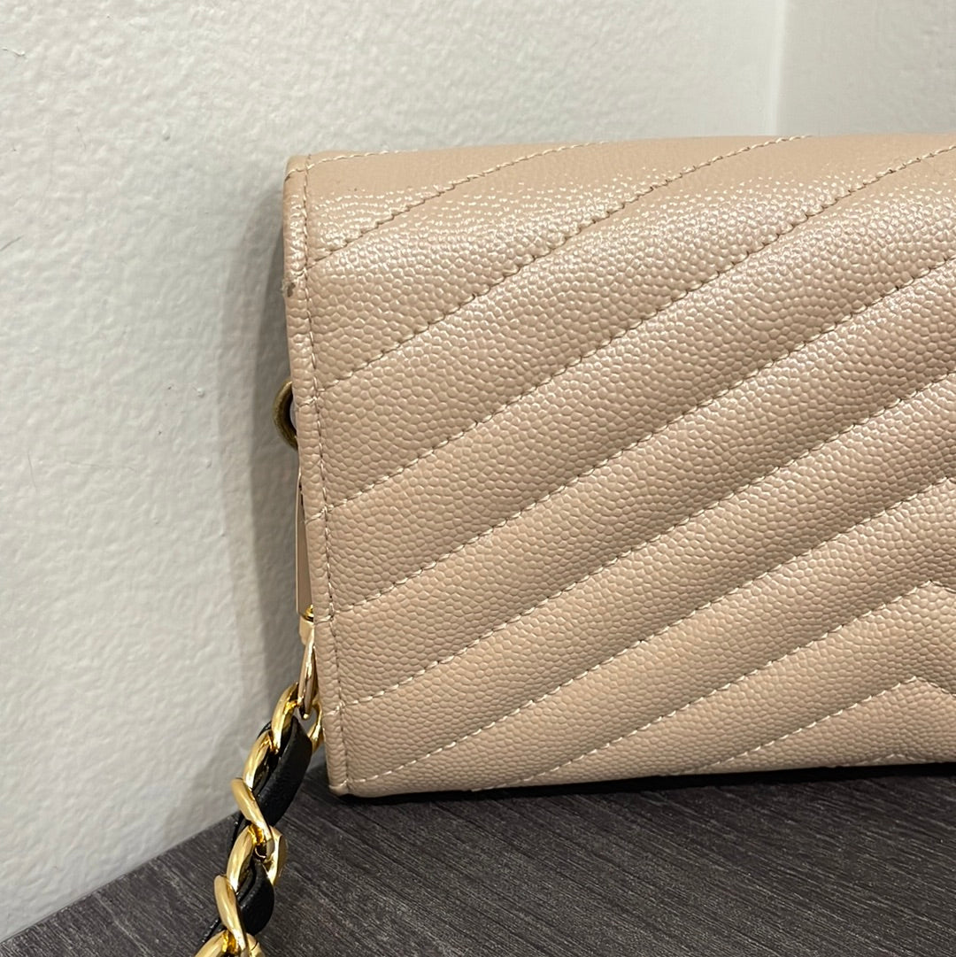 SOLD! Yves Saint Laurent YSL Caviar Wallet on Chain