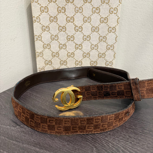 #3232 GUCCI GG Suede Brown Belt
