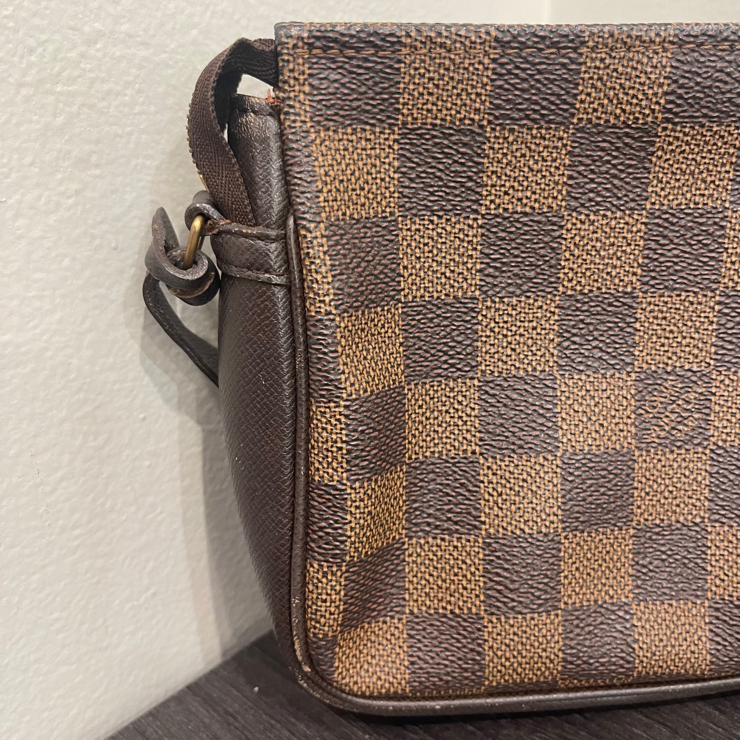 SOLD! Louis Vuitton Damier Ebene Trousse Make Up Bag Pochette