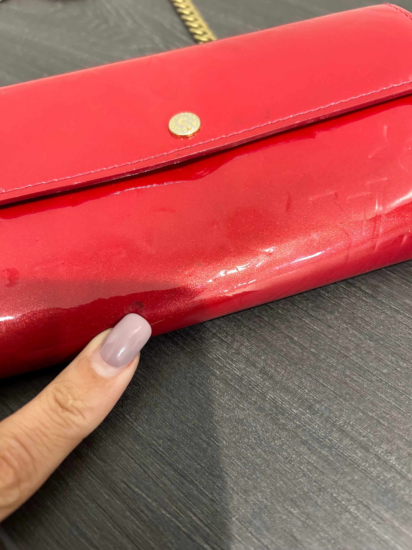 SOLD! Louis Vuitton Monogram Vernis Wallet on Chain