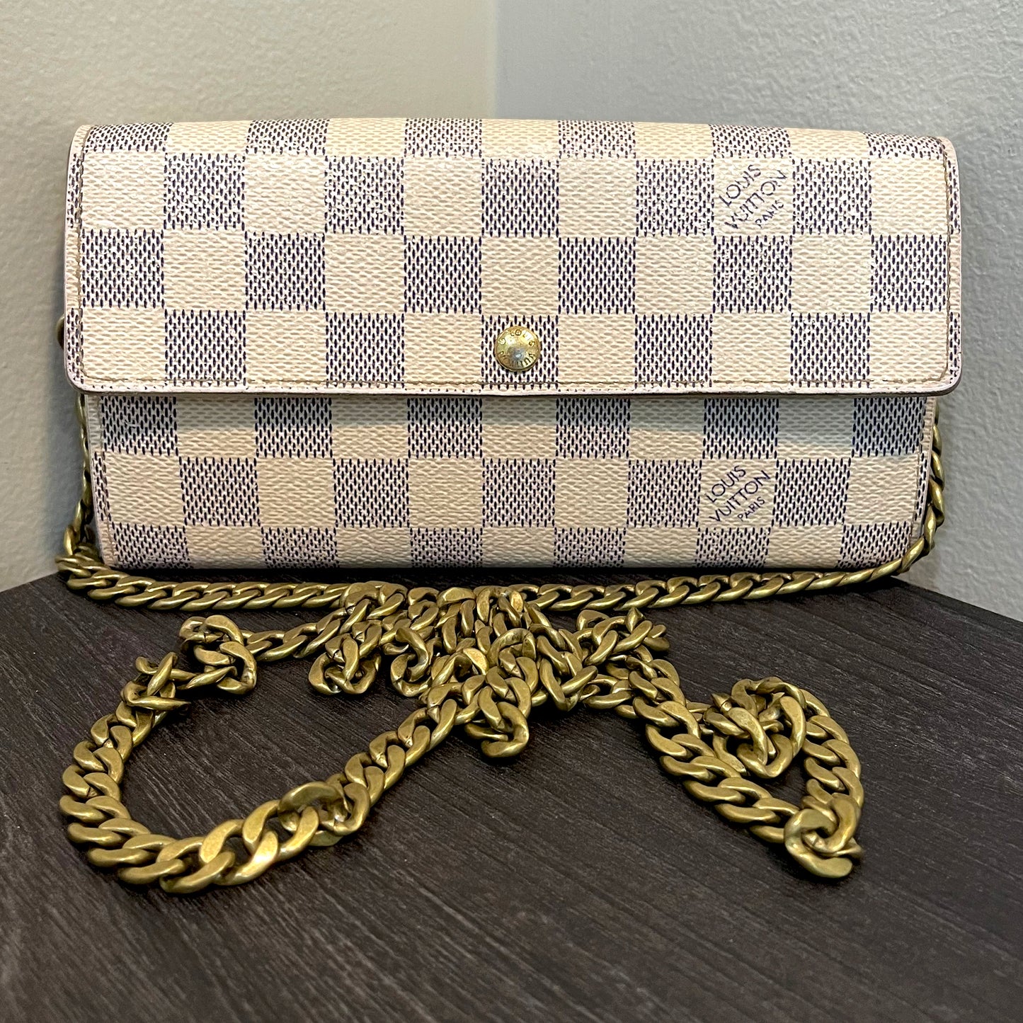 SOLD! Louis Vuitton Damier Azur Wallet on Chain