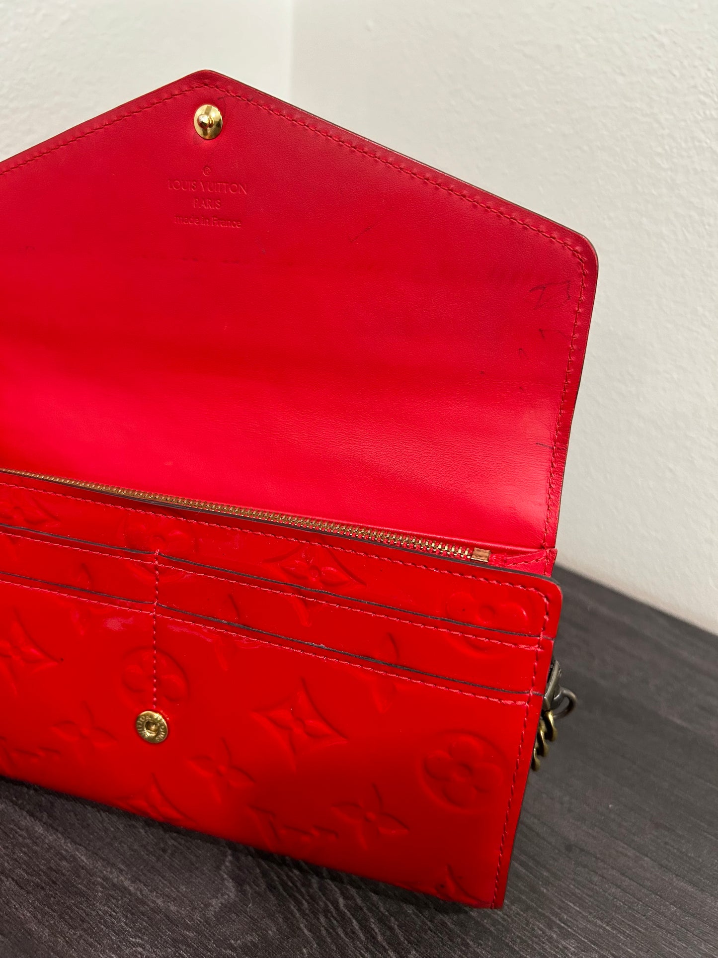 SOLD! Louis Vuitton Monogram Vernis Wallet on Chain
