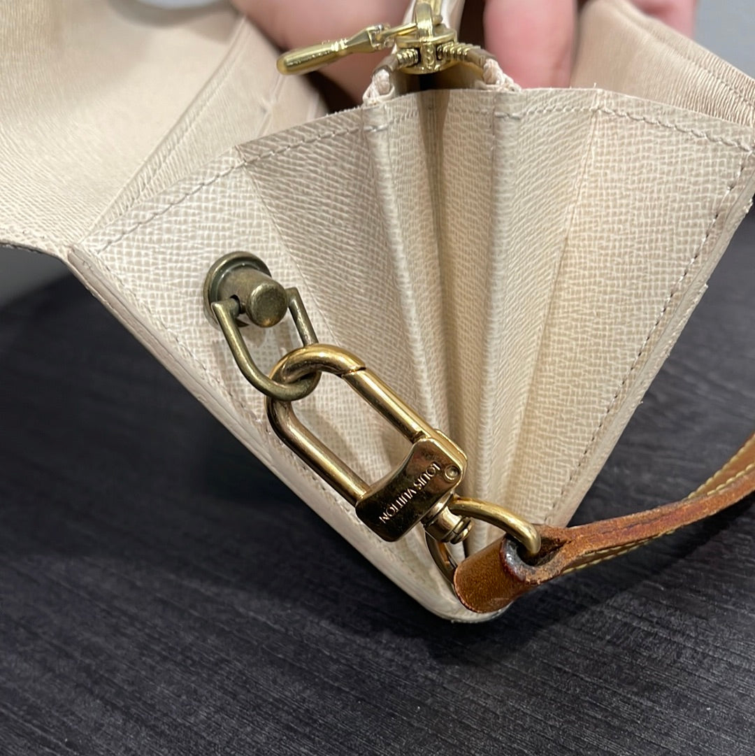 SOLD! Louis Vuitton Damier Wallet with Shoulder Strap