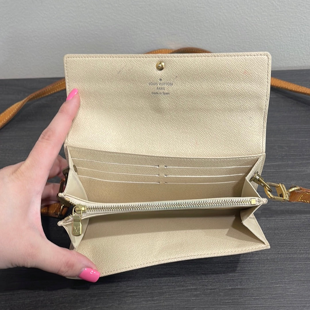 SOLD! Louis Vuitton Damier Wallet with Shoulder Strap