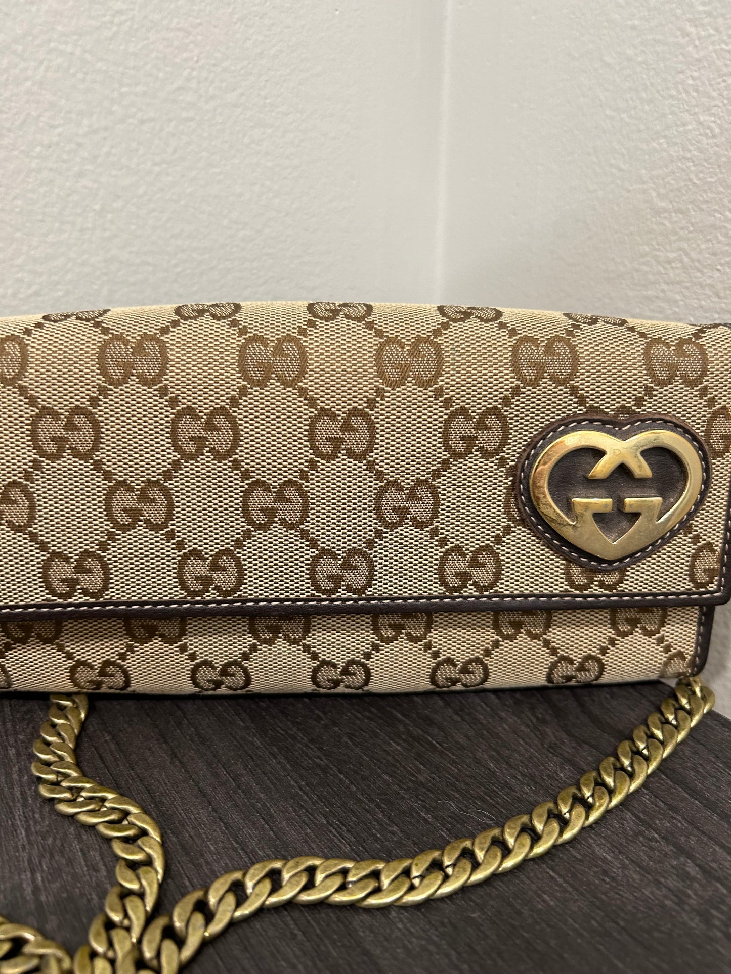 SOLD! Gucci GG Canvas Wallet on Chain