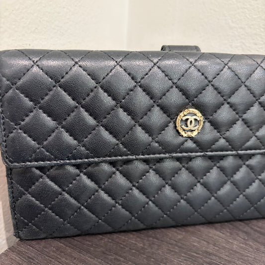 #3229 CHANEL Black Micro Quilt Wallet
