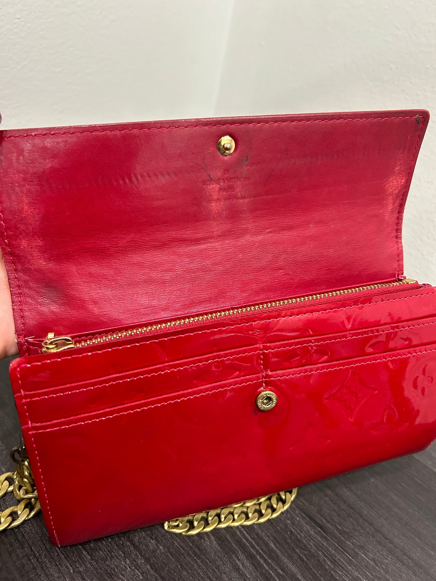 SOLD! Louis Vuitton Monogram Vernis Wallet on Chain