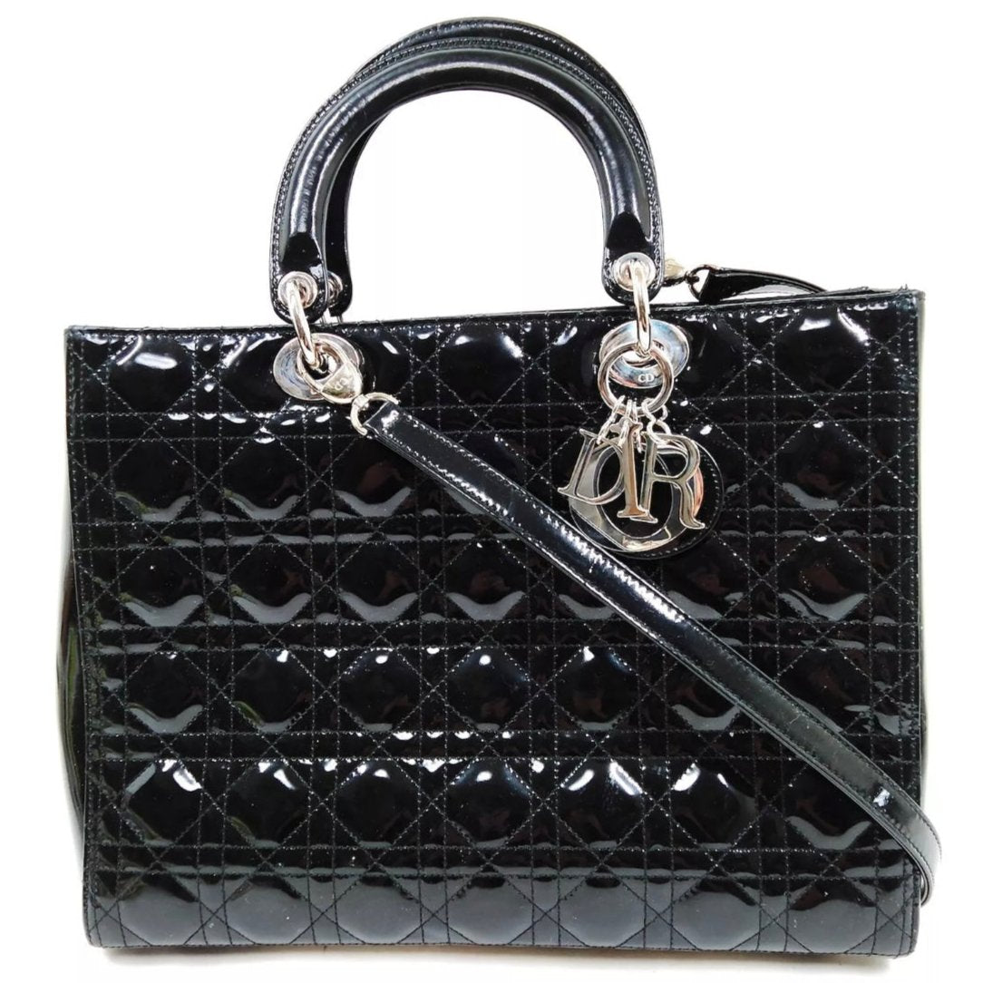 Christian Dior Lady Dior Cannage Patent Leather with Strap