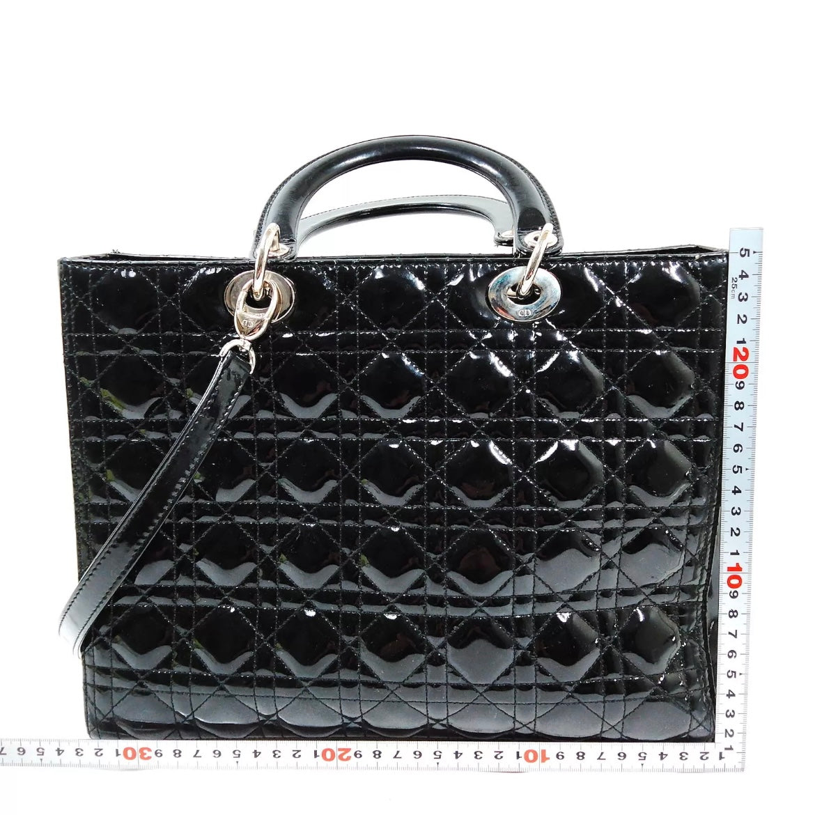 Christian Dior Lady Dior Cannage Patent Leather with Strap