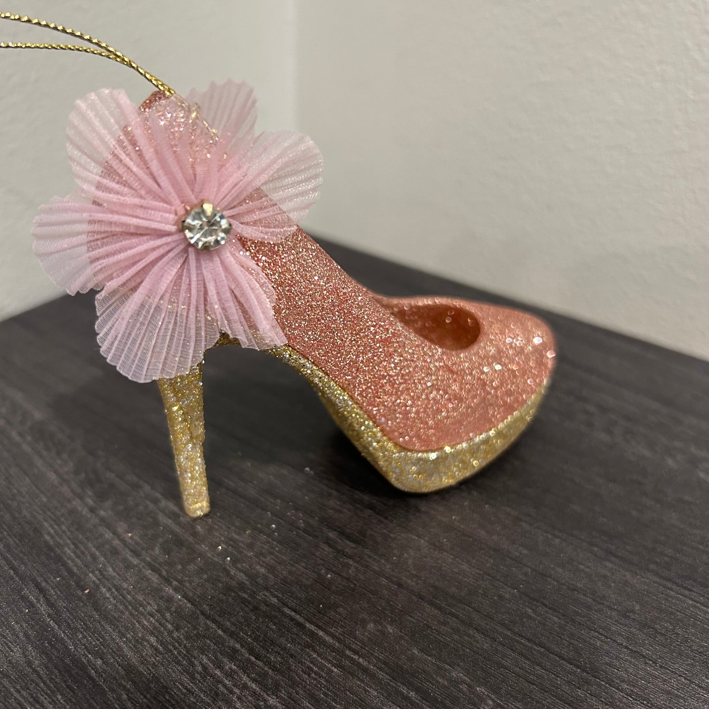 Pink Sparkle Pump Ornament for Charity
