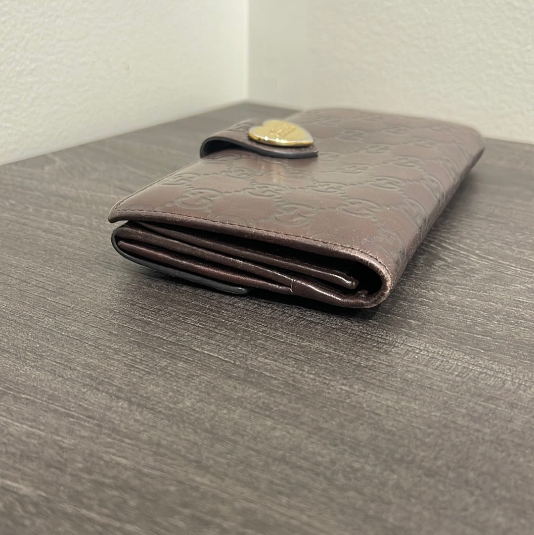 SOLD! Gucci GG Dark Brown Leather Wallet