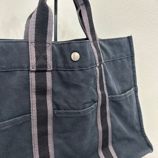 1067 HERMÈS Toile Fourre-Tout MM Tote Blue