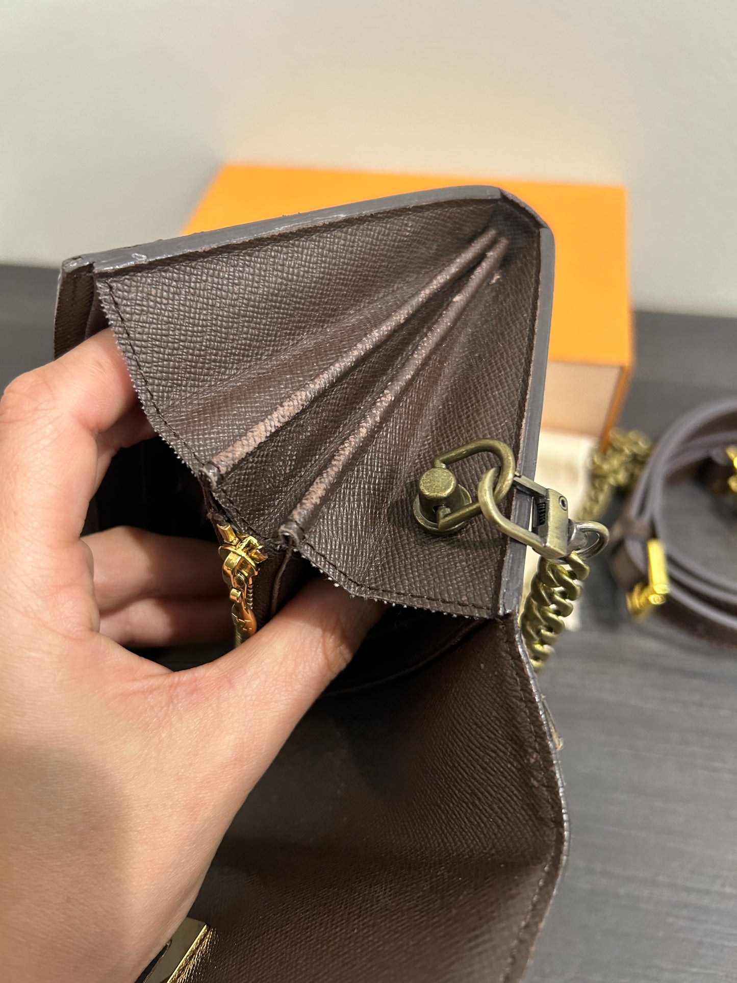 SOLD! Louis Vuitton Damier Wallet on Chain