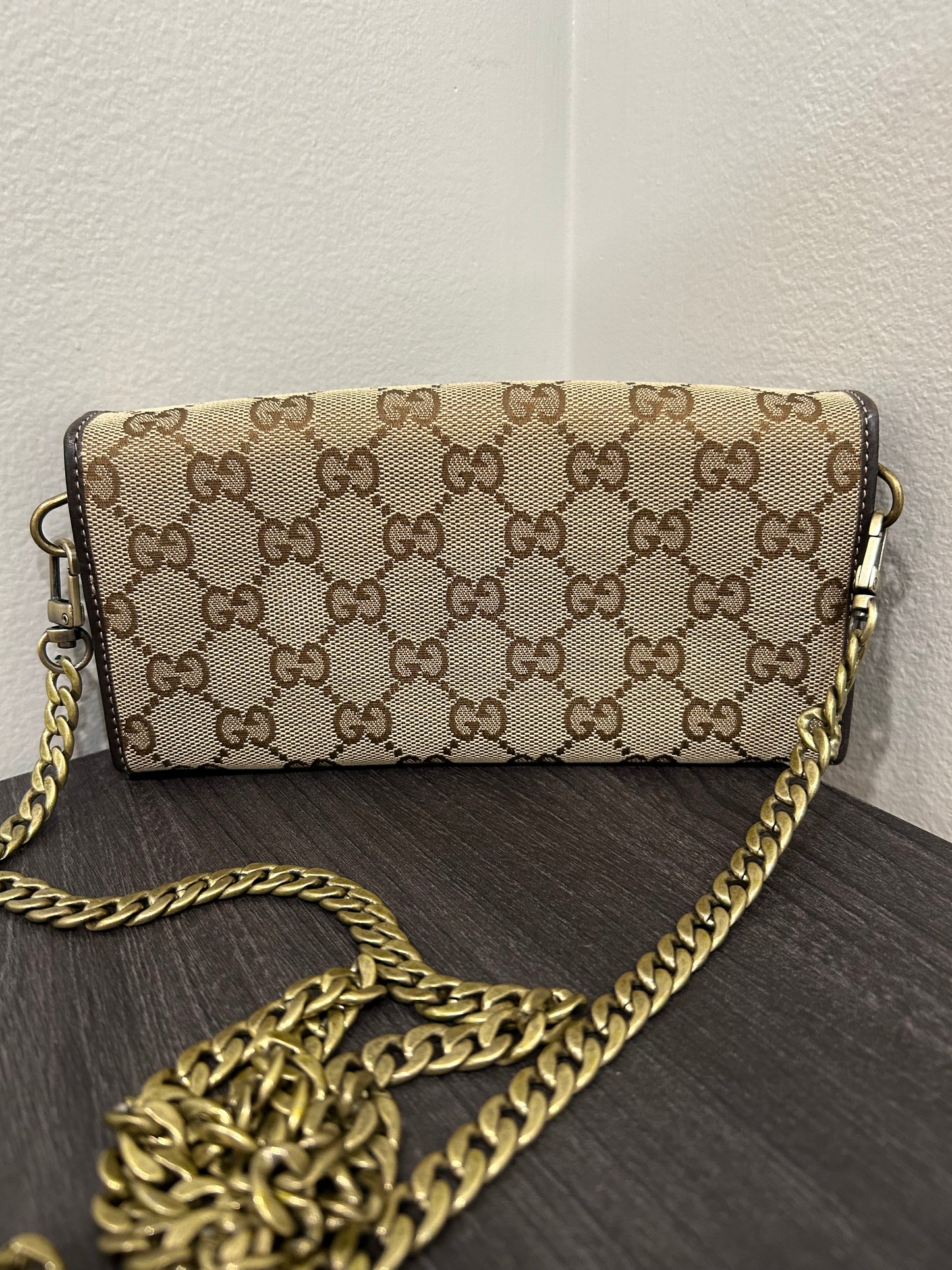 SOLD! Gucci GG Canvas Wallet on Chain