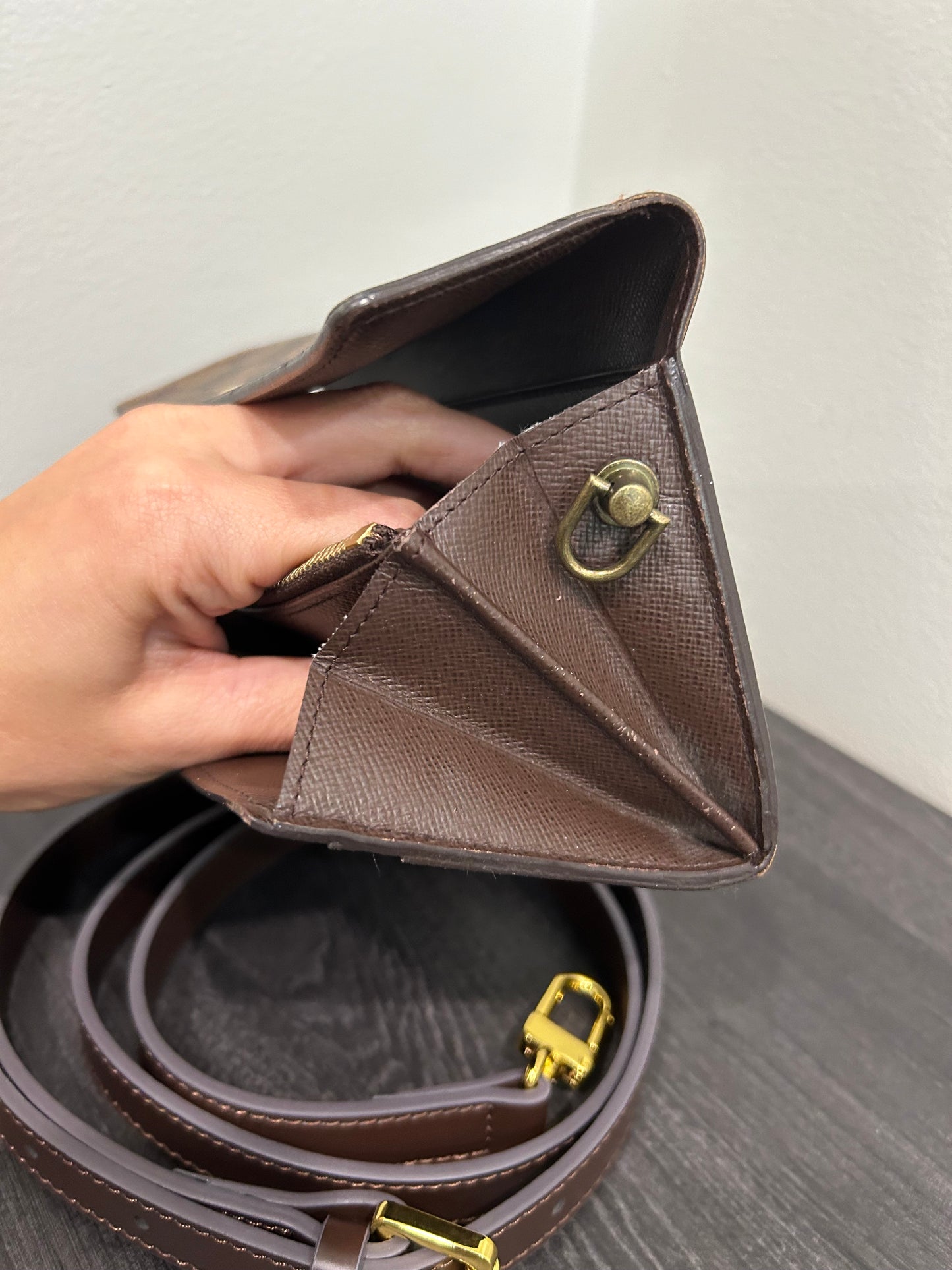 SOLD! Louis Vuitton Damier Wallet with Shoulder Strap