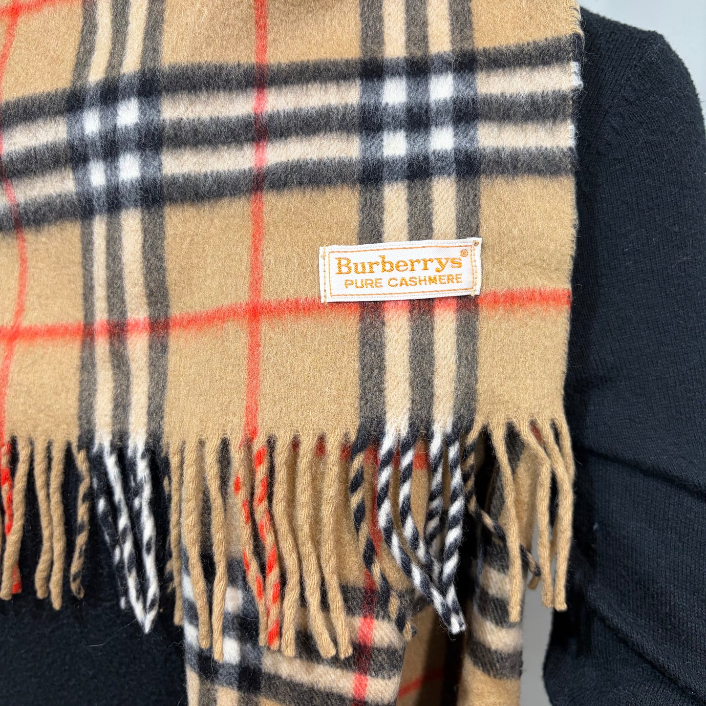 #8222 Vintage BURBERRYS Archive Beige 100% Cashmere Scarf Stole