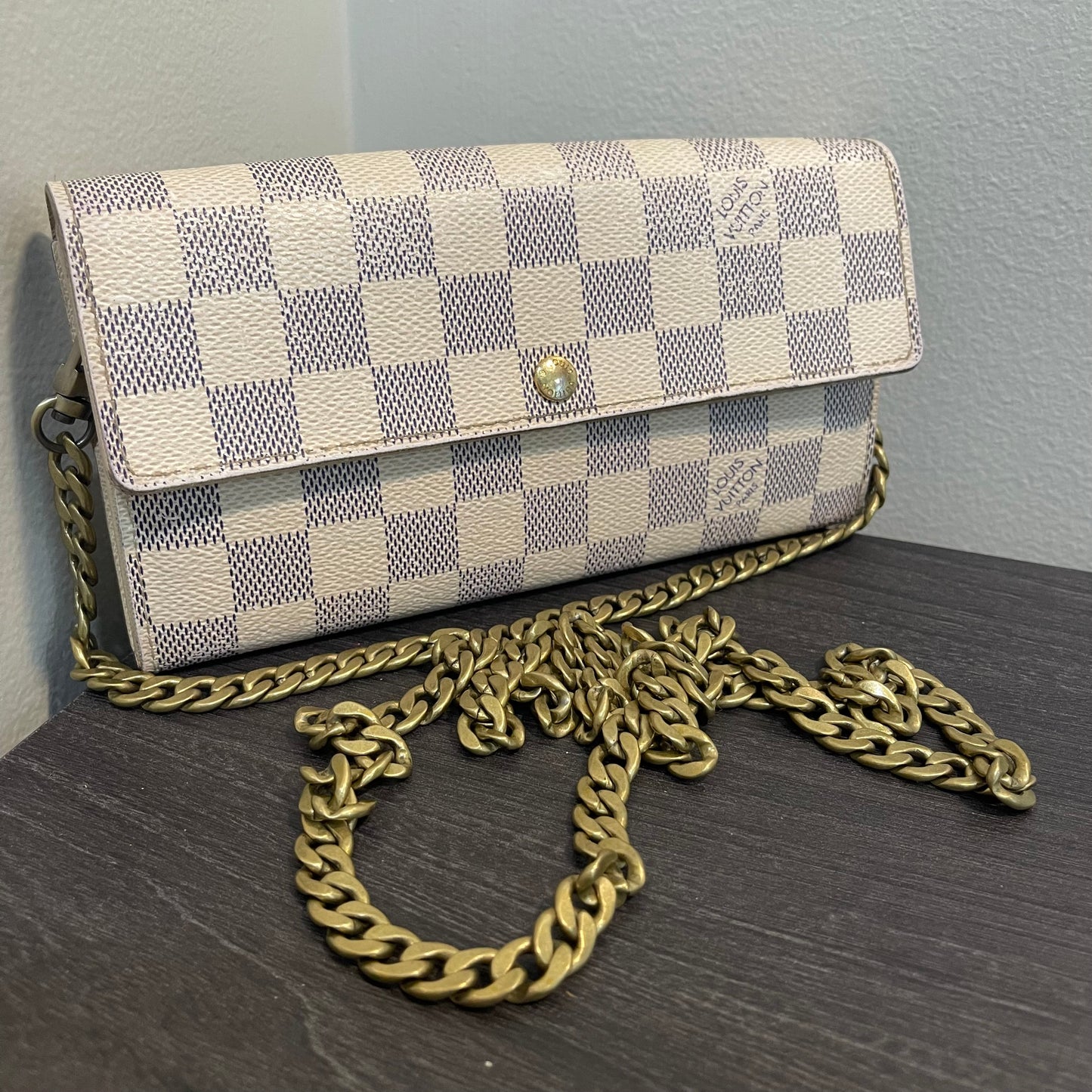 SOLD! Louis Vuitton Damier Azur Wallet on Chain