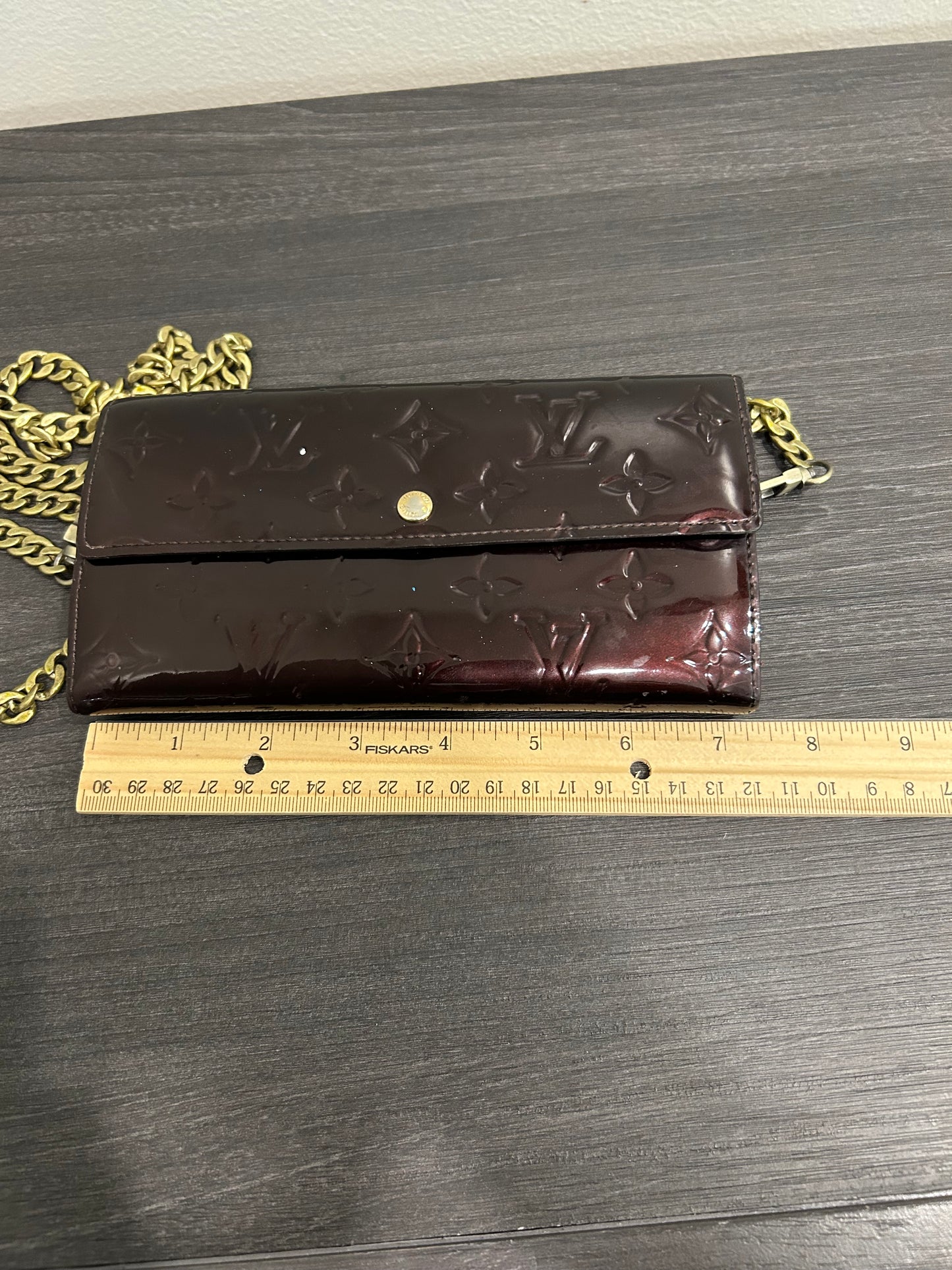 SOLD! Louis Vuitton Monogram Vernis Wallet on Chain