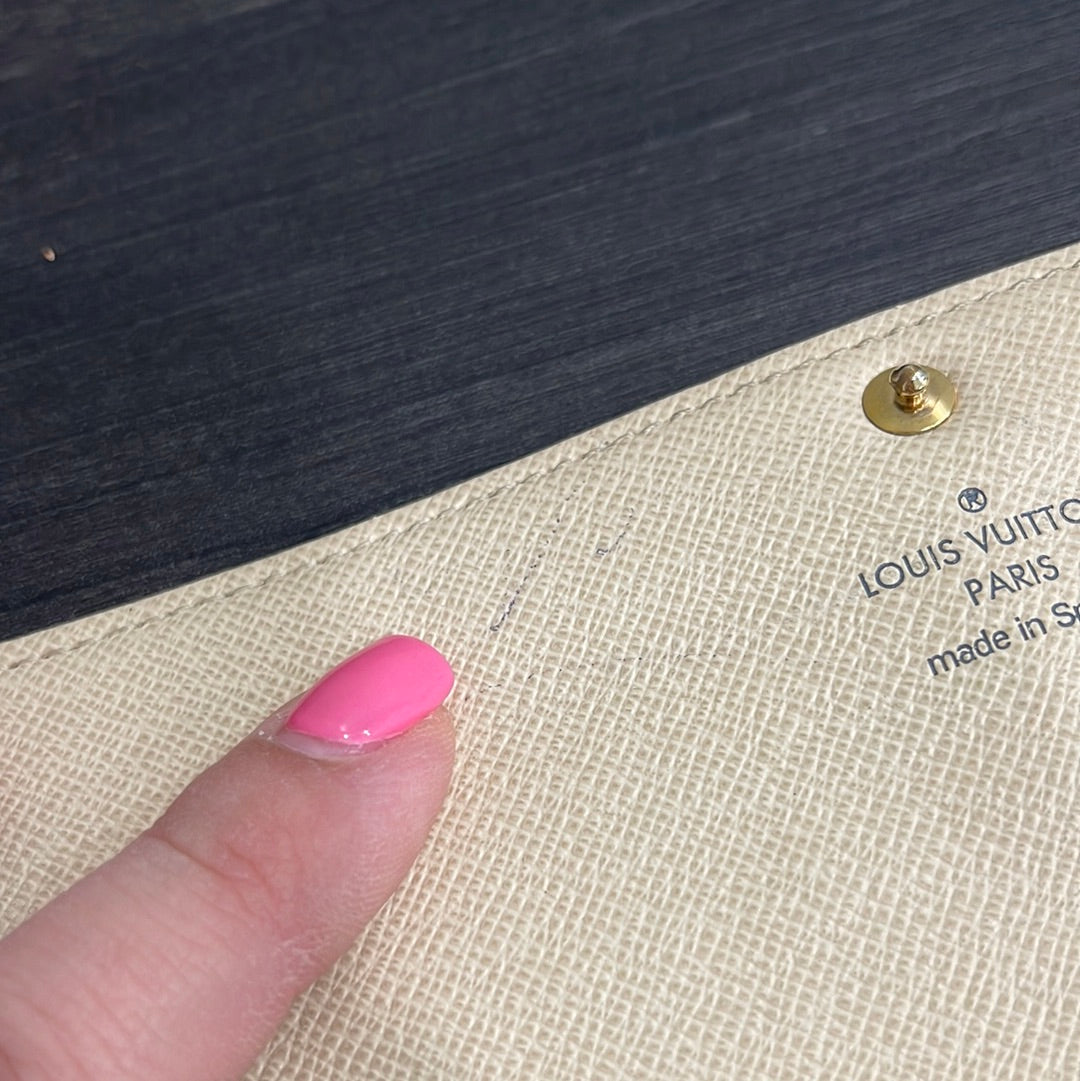 SOLD! Louis Vuitton Damier Wallet with Shoulder Strap