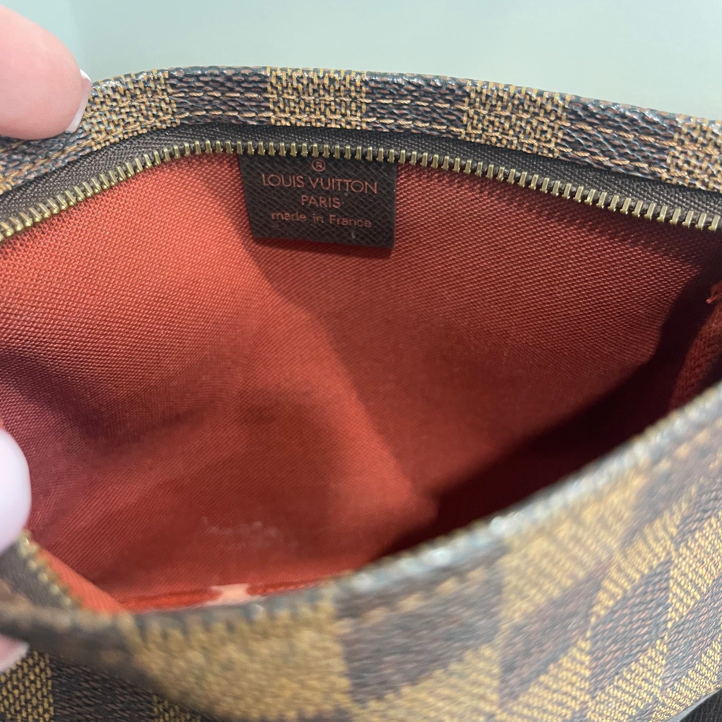 SOLD! Louis Vuitton Damier Ebene Trousse Make Up Bag Pochette