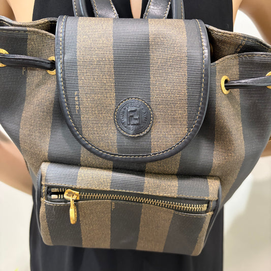 #1115 FENDI Pequin Coated Canvas Vintage Backpack