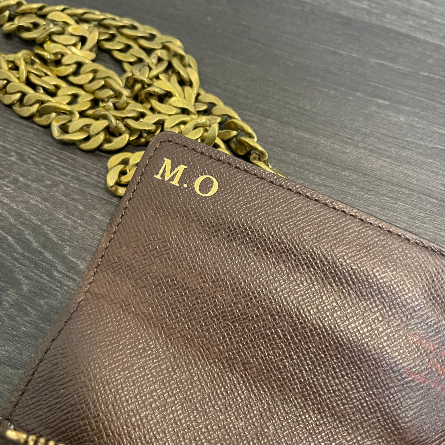 SOLD! Louis Vuitton Damier Ebene Wallet on Chain