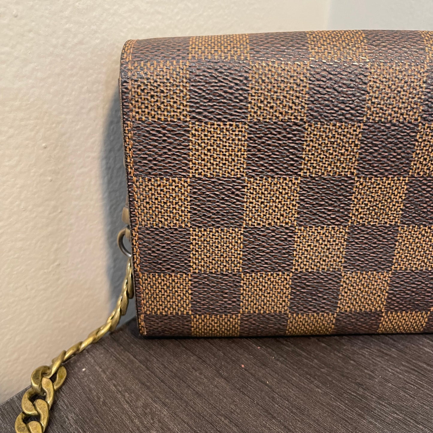 SOLD! Louis Vuitton Damier Ebene Wallet on Chain