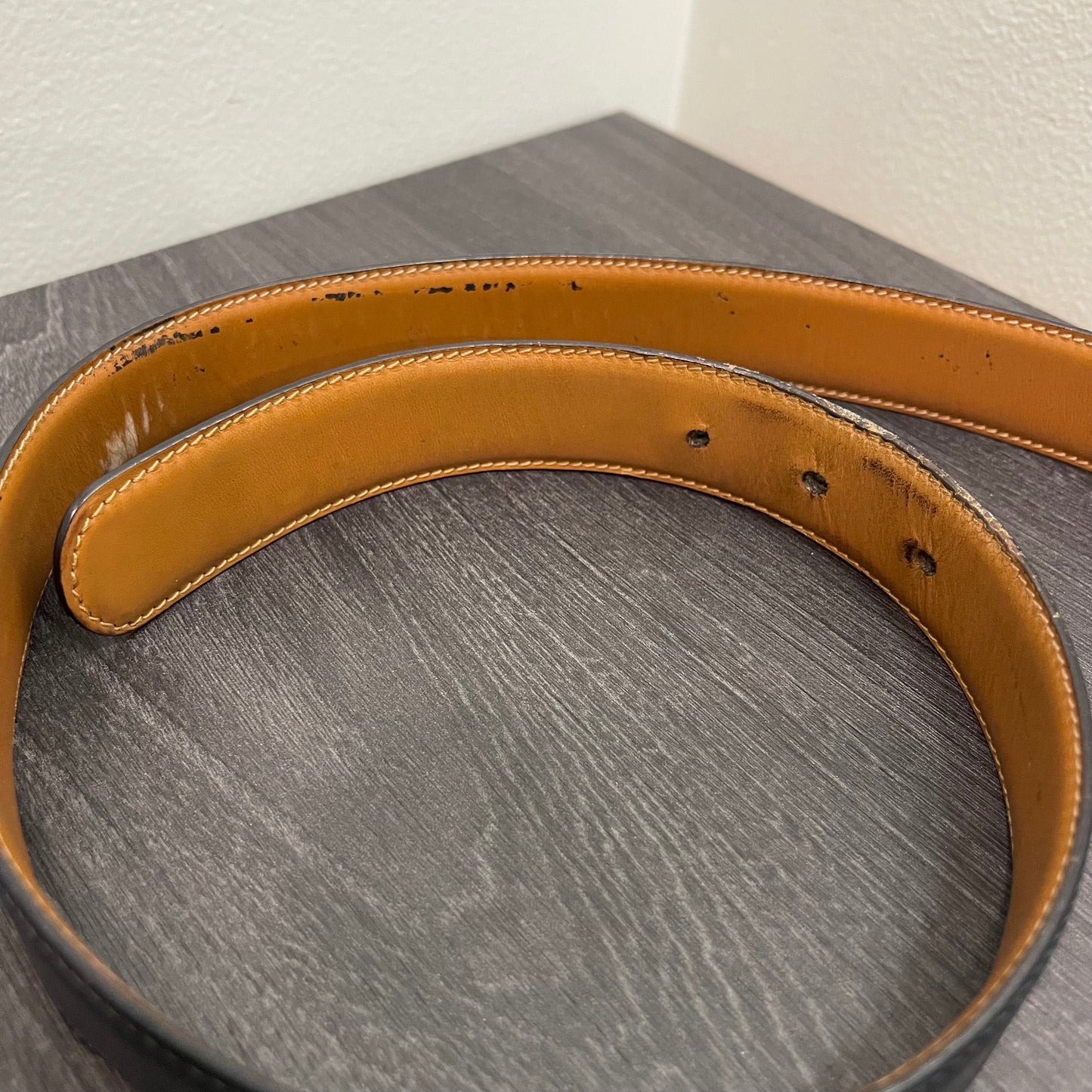 GUCCI Detachable Belt Buckle, Reversible Black/Brown Leather Belt Size 83/34