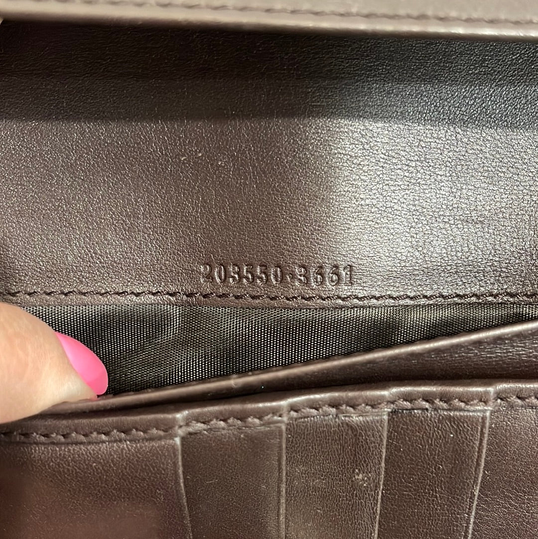 SOLD! Gucci GG Dark Brown Leather Wallet