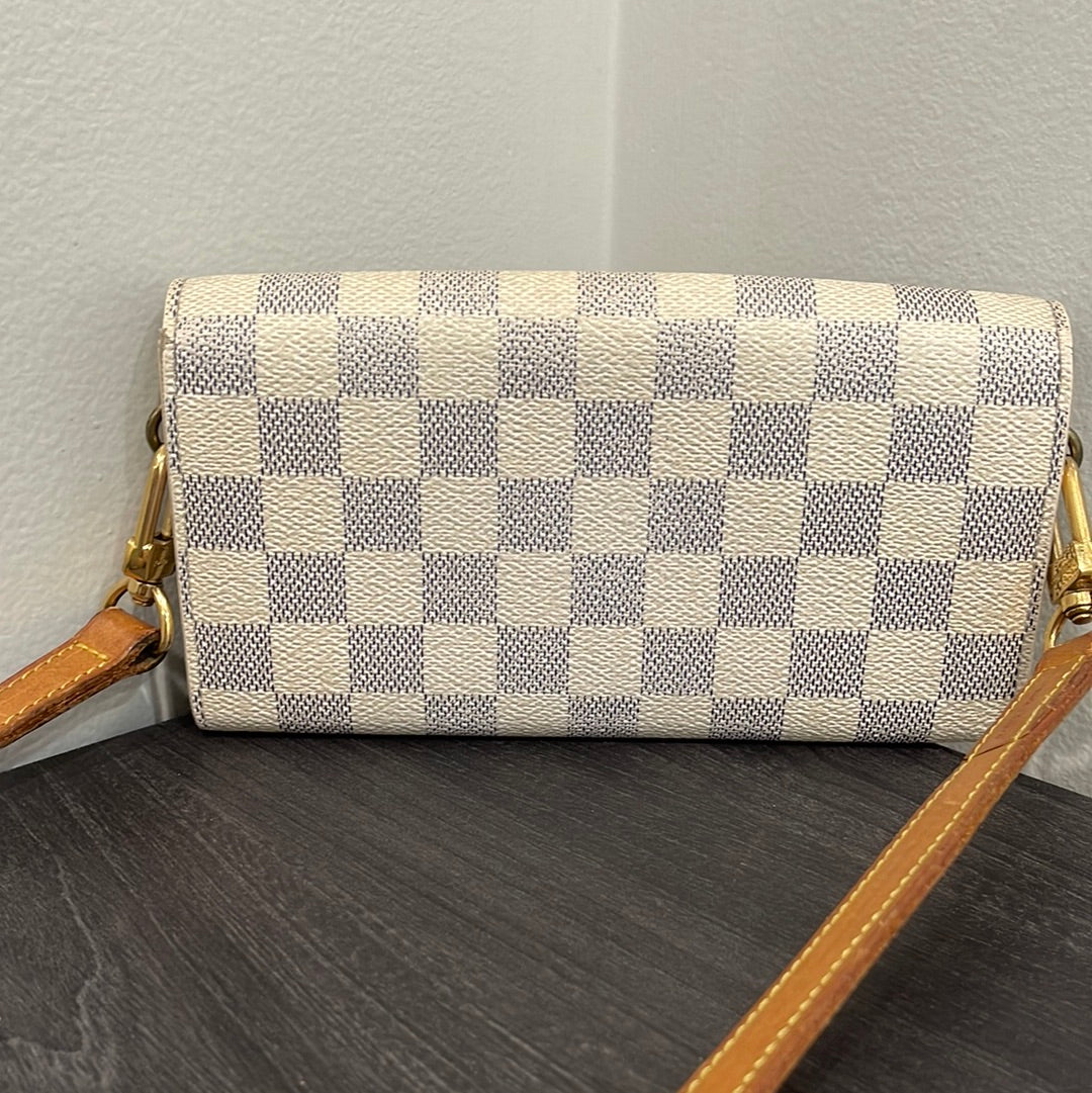 SOLD! Louis Vuitton Damier Wallet with Shoulder Strap