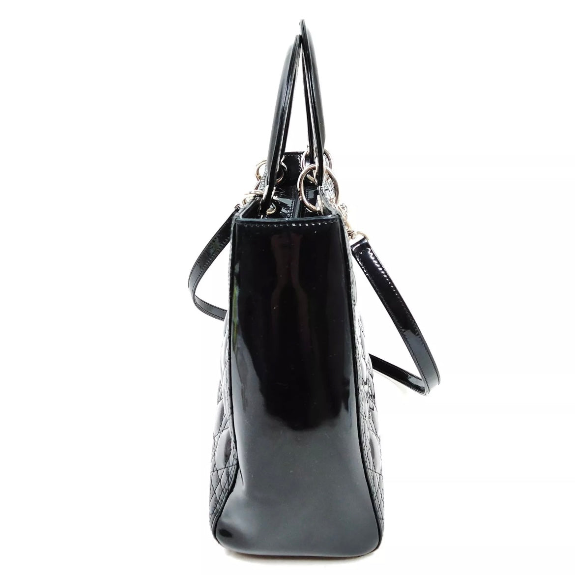 Christian Dior Lady Dior Cannage Patent Leather with Strap