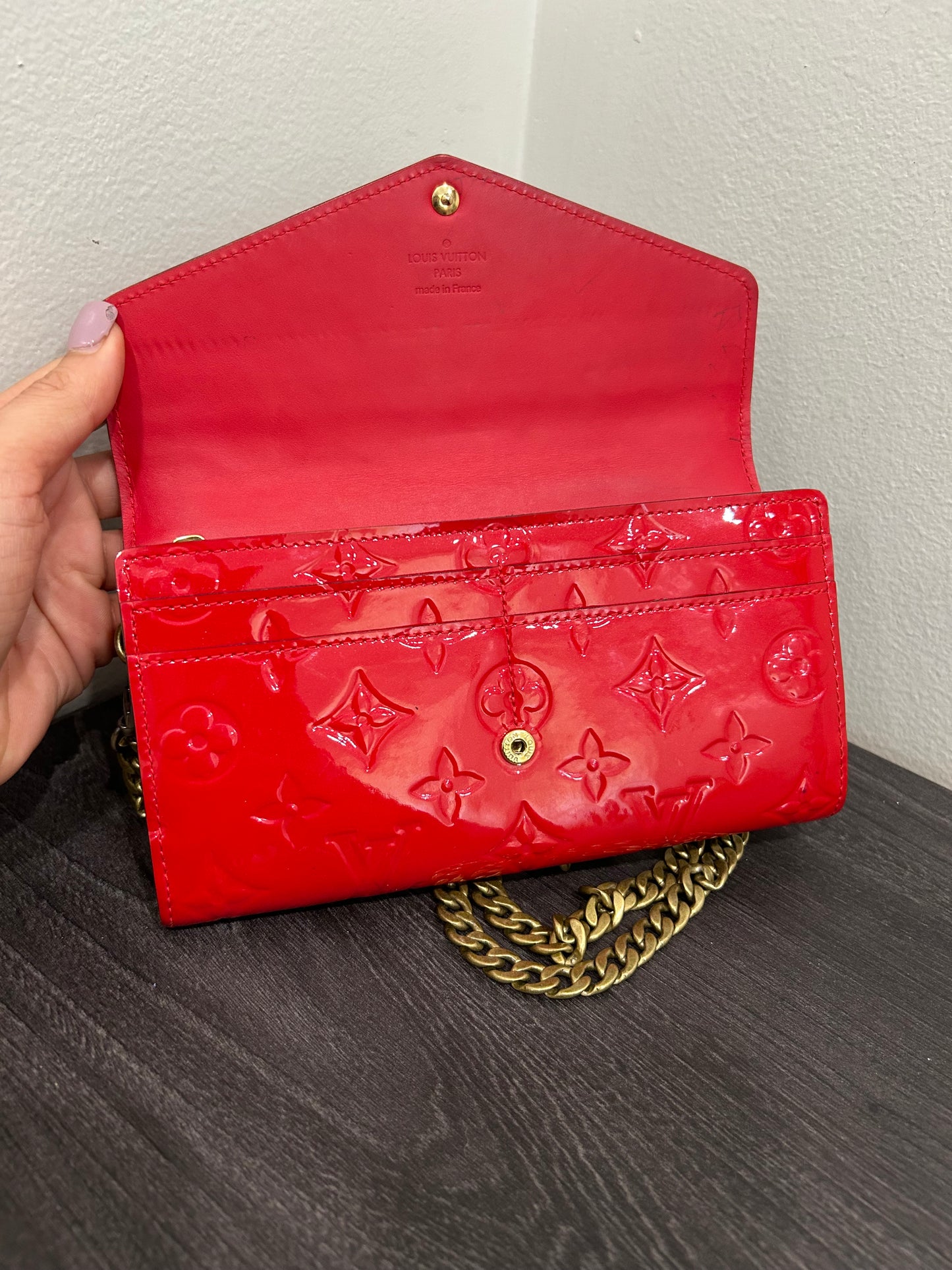 SOLD! Louis Vuitton Monogram Vernis Wallet on Chain