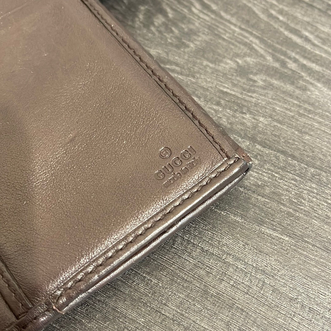 SOLD! Gucci GG Dark Brown Leather Wallet