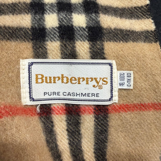 #8273 Vintage BURBERRY Archive Beige Check 100% Cashmere Scarf Stole