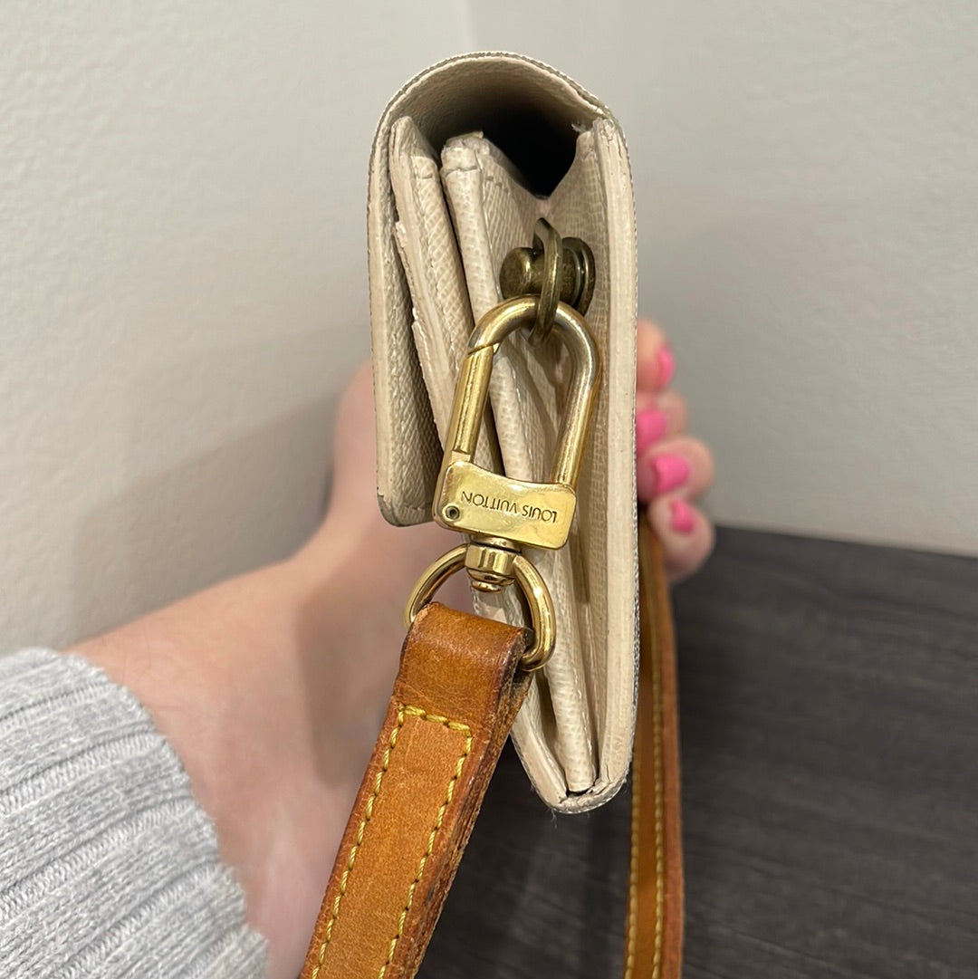 SOLD! Louis Vuitton Damier Wallet with Shoulder Strap