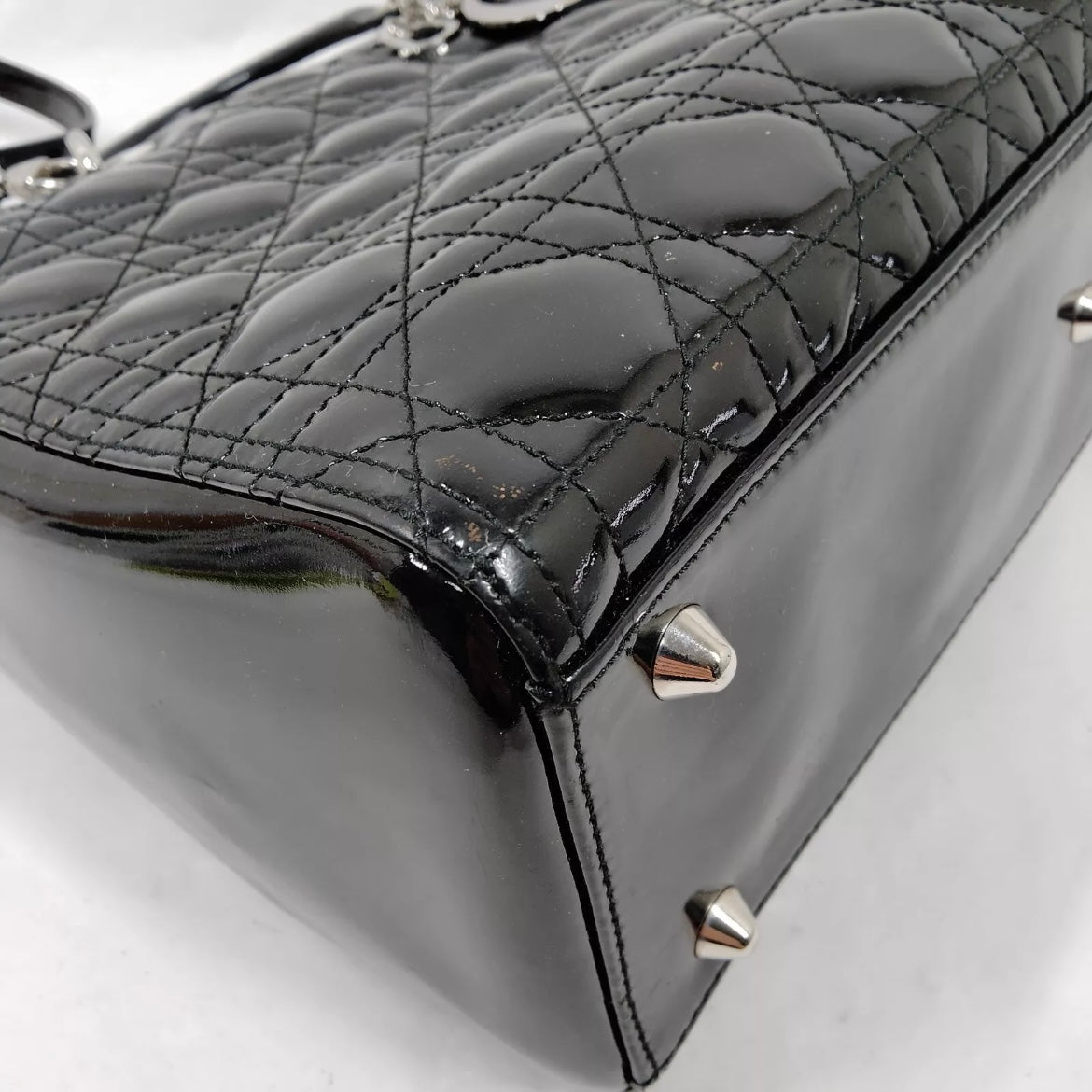 Christian Dior Lady Dior Cannage Patent Leather with Strap